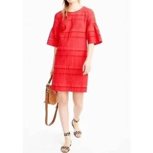 J. Crew Red Eyelet Flutter Sleeves Shift Dress Size 00